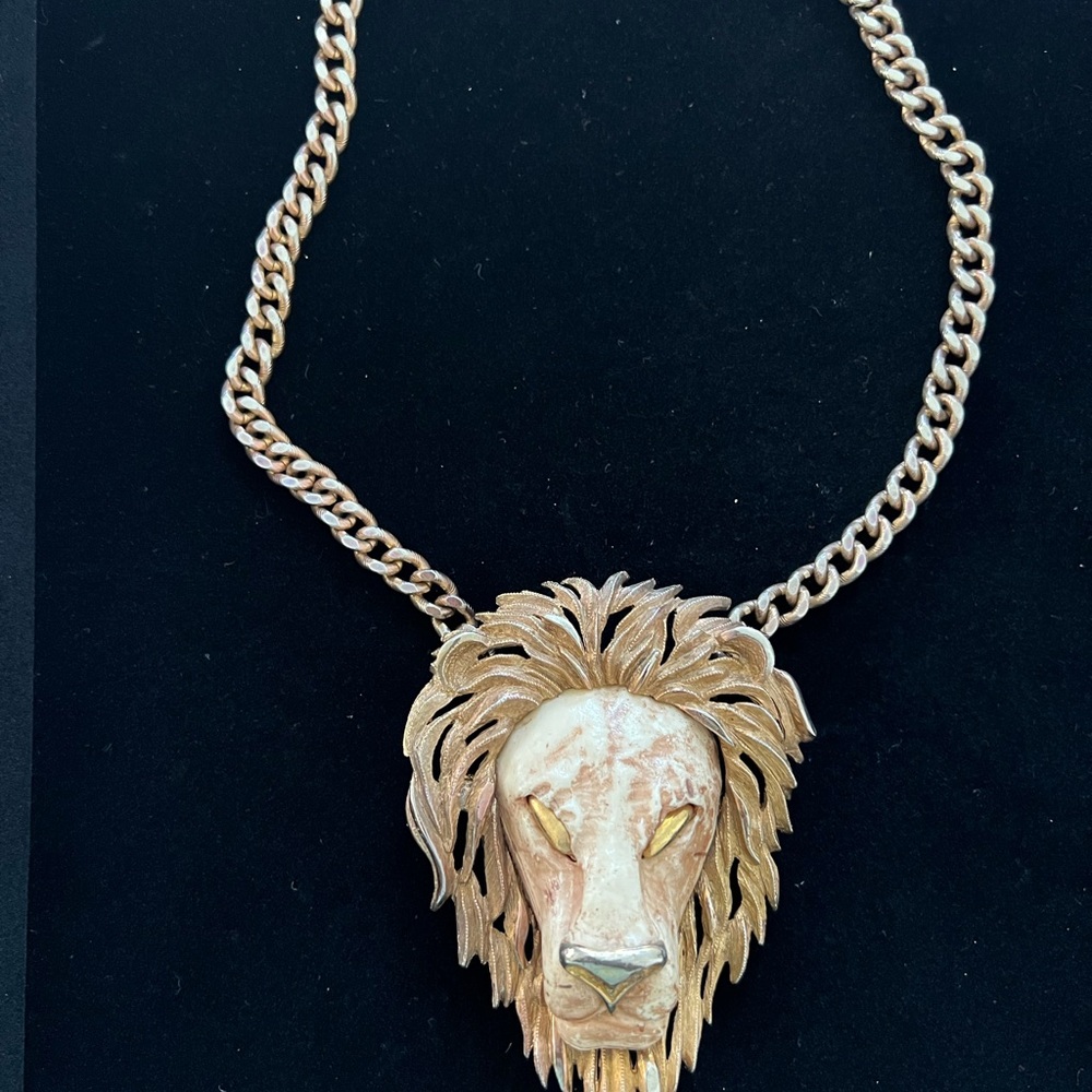 Vintage 1970s Luca Razza Lion Head Necklace